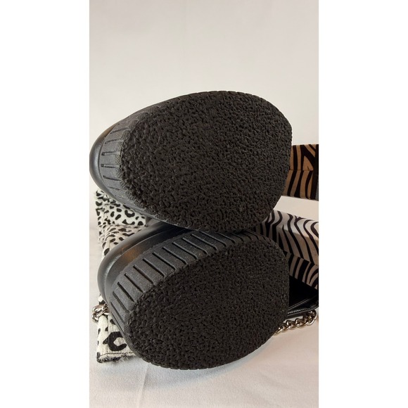 LAMODA  Patchwork Over the Knee Boots Chunky Platform Chain Detail Size 6 - Picture 9 of 16